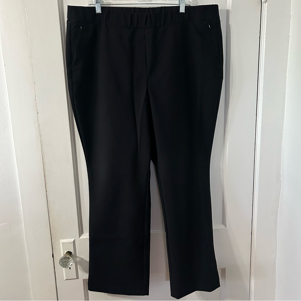 Lane Bryant Black Elastic Waist flat front Dress Pants Zipper Pockets 20